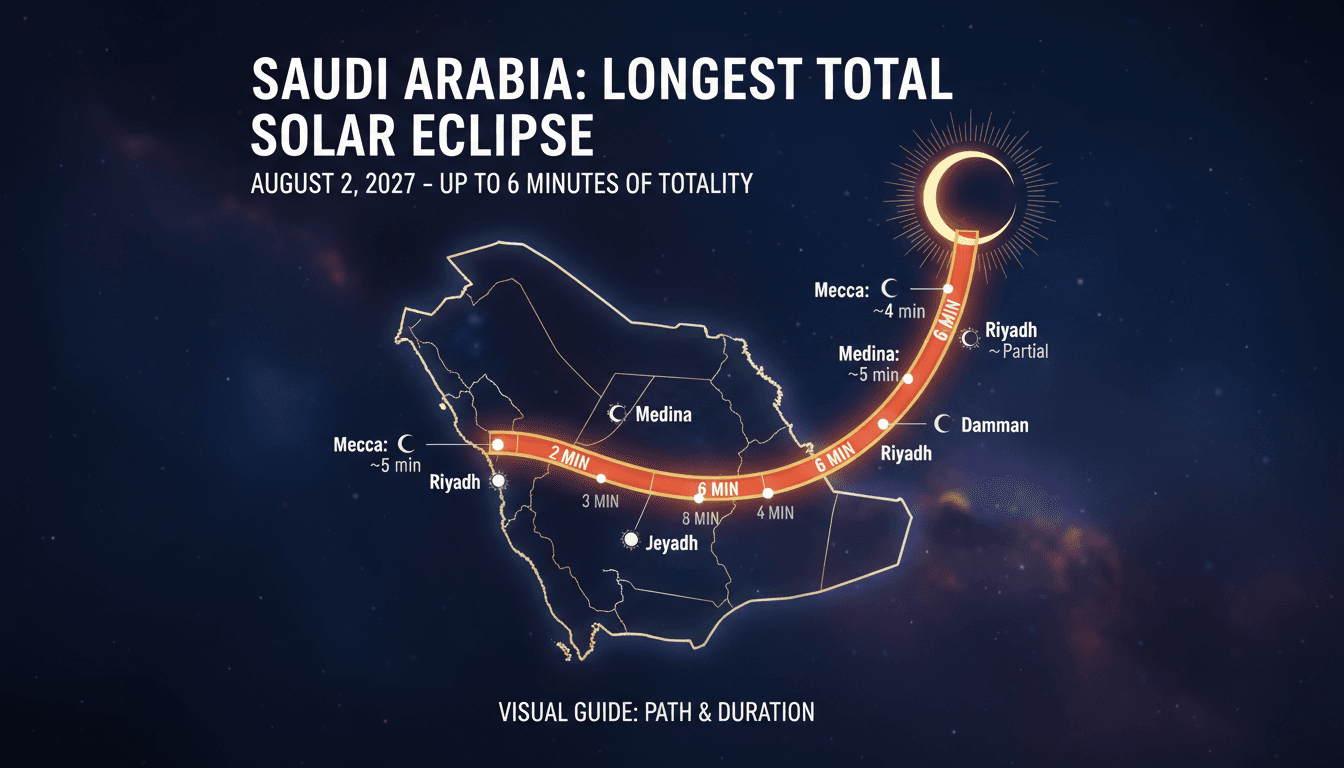 A stunning view of a total solar eclipse over Saudi Arabia.
