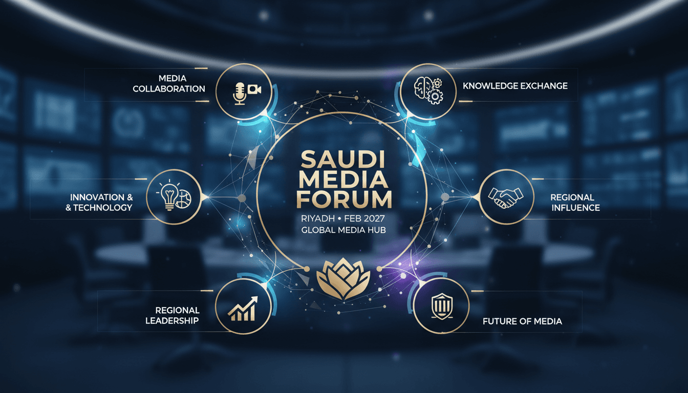 Saudi Media Forum 2027 event banner in Riyadh