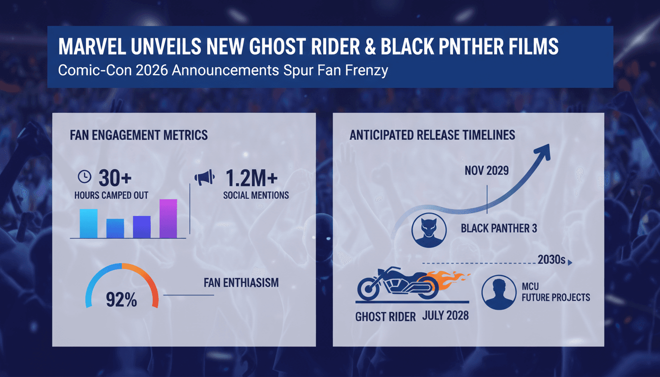 Marvel's Comic-Con 2026 announcements featuring Ghost Rider and Black Panther 3.