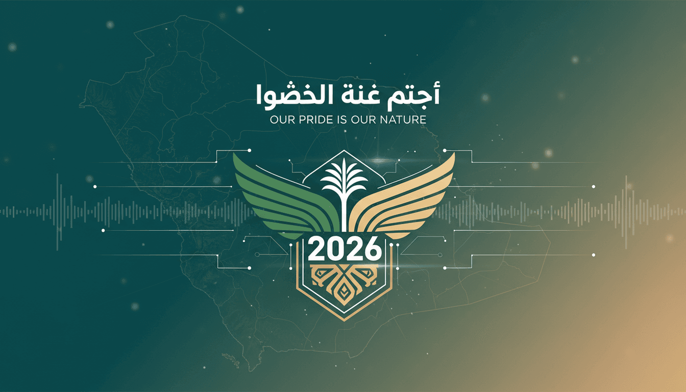 Official logo for Saudi Arabia's 2026 National Day featuring the slogan 'Our Pride is Our Nature'.