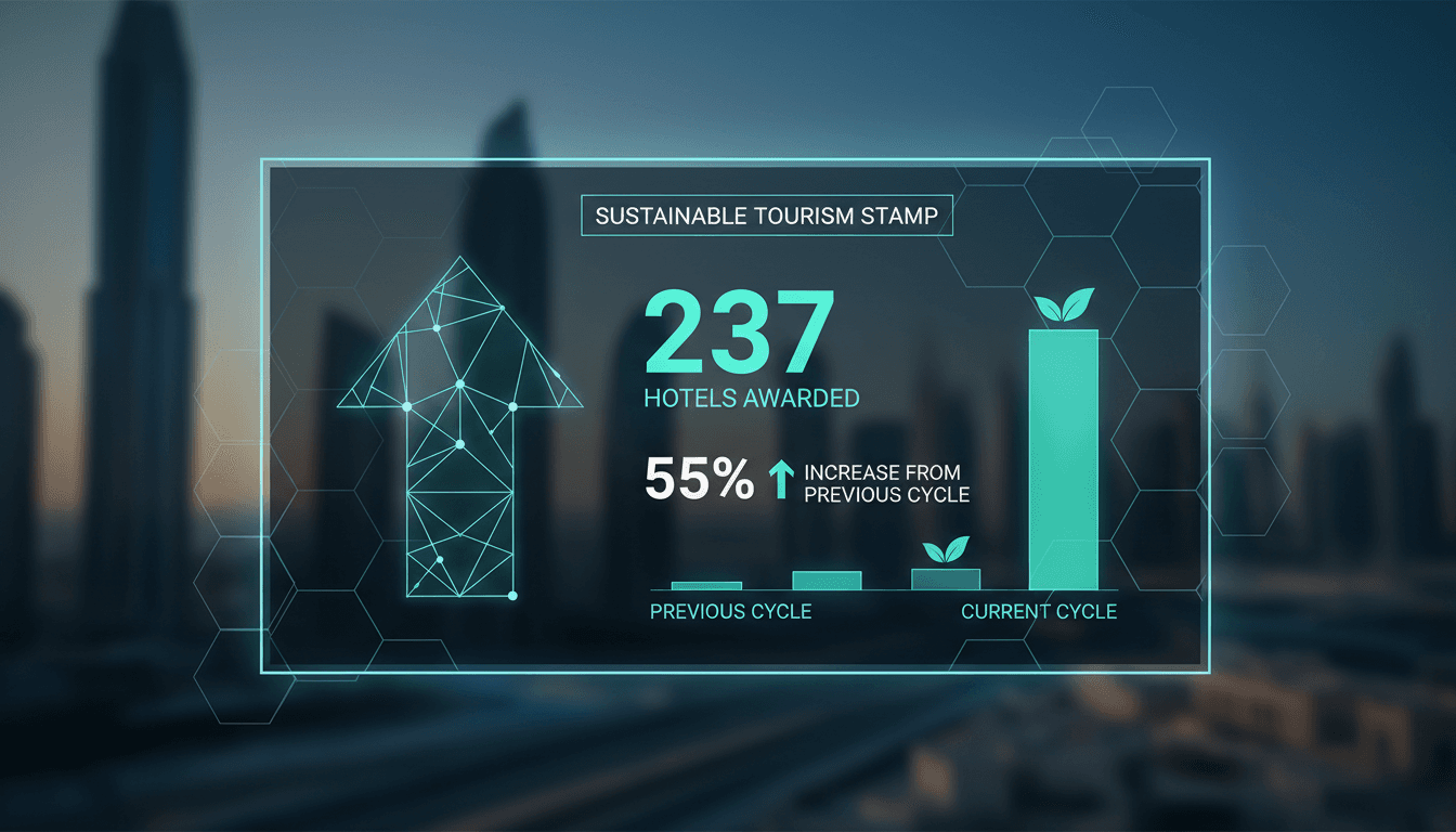 Dubai skyline with hotels recognized for sustainability efforts