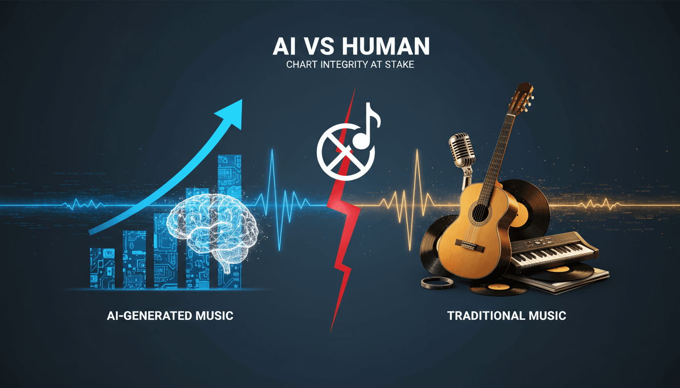 Major record labels propose guidelines to restrict AI-generated songs from music charts.