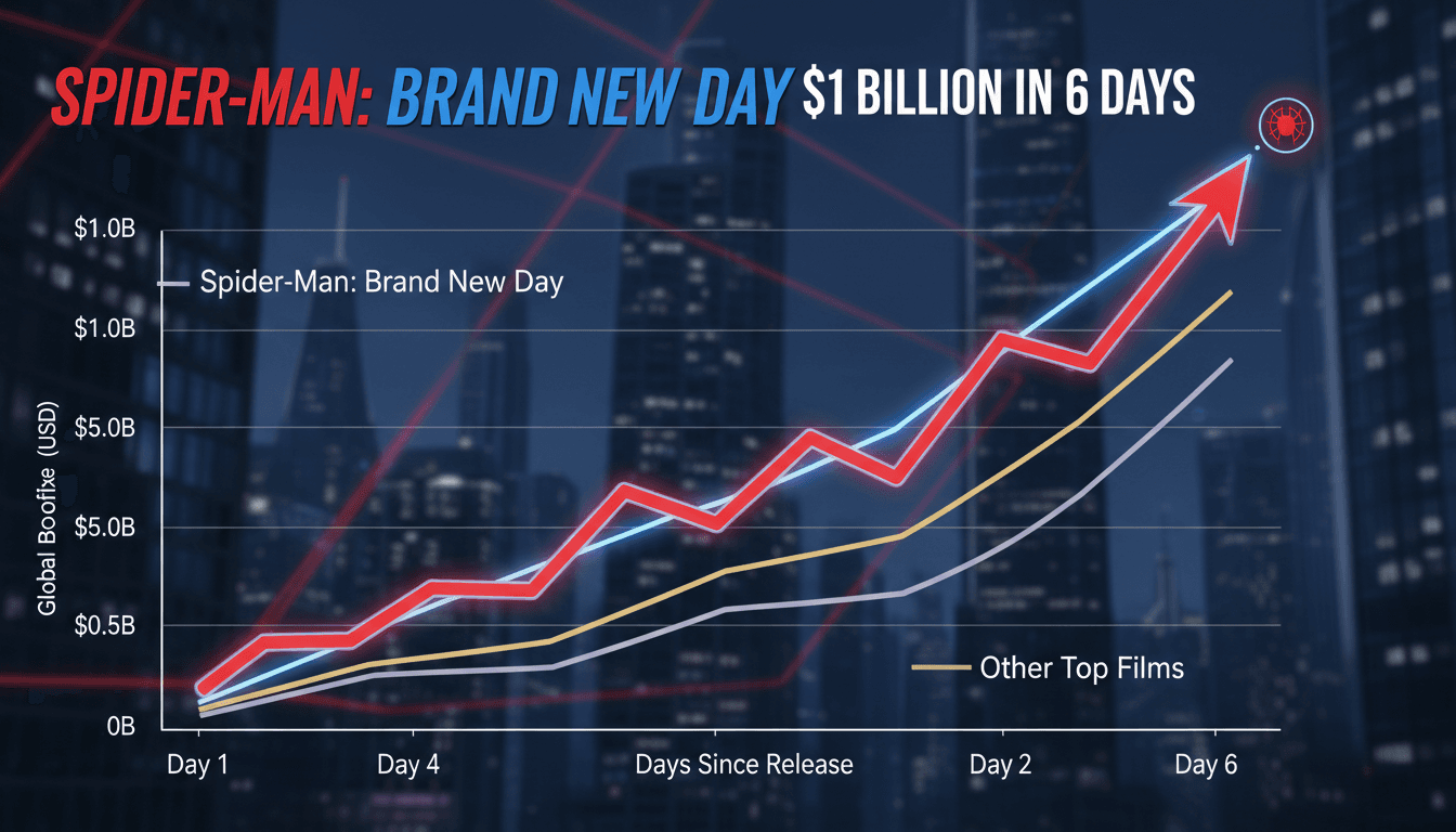 Box office chart showing Spider-Man: Brand New Day's rapid revenue growth