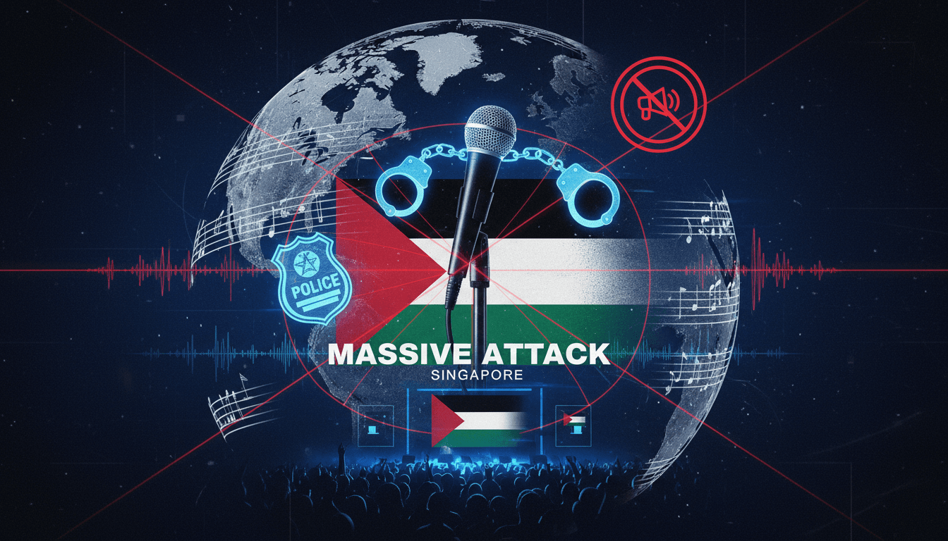 Massive Attack concert with Palestinian flag display in Singapore