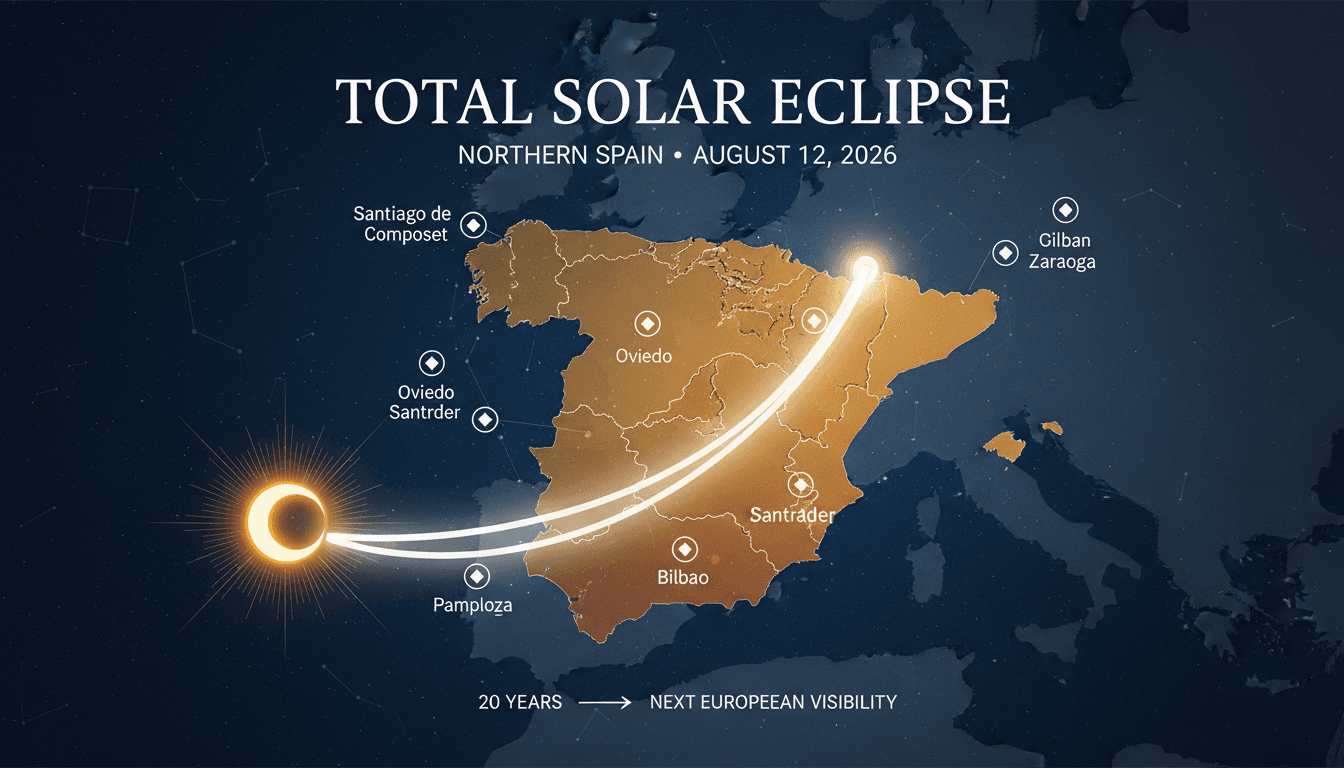 Total solar eclipse to be visible from northern Spain on August 12, 2026