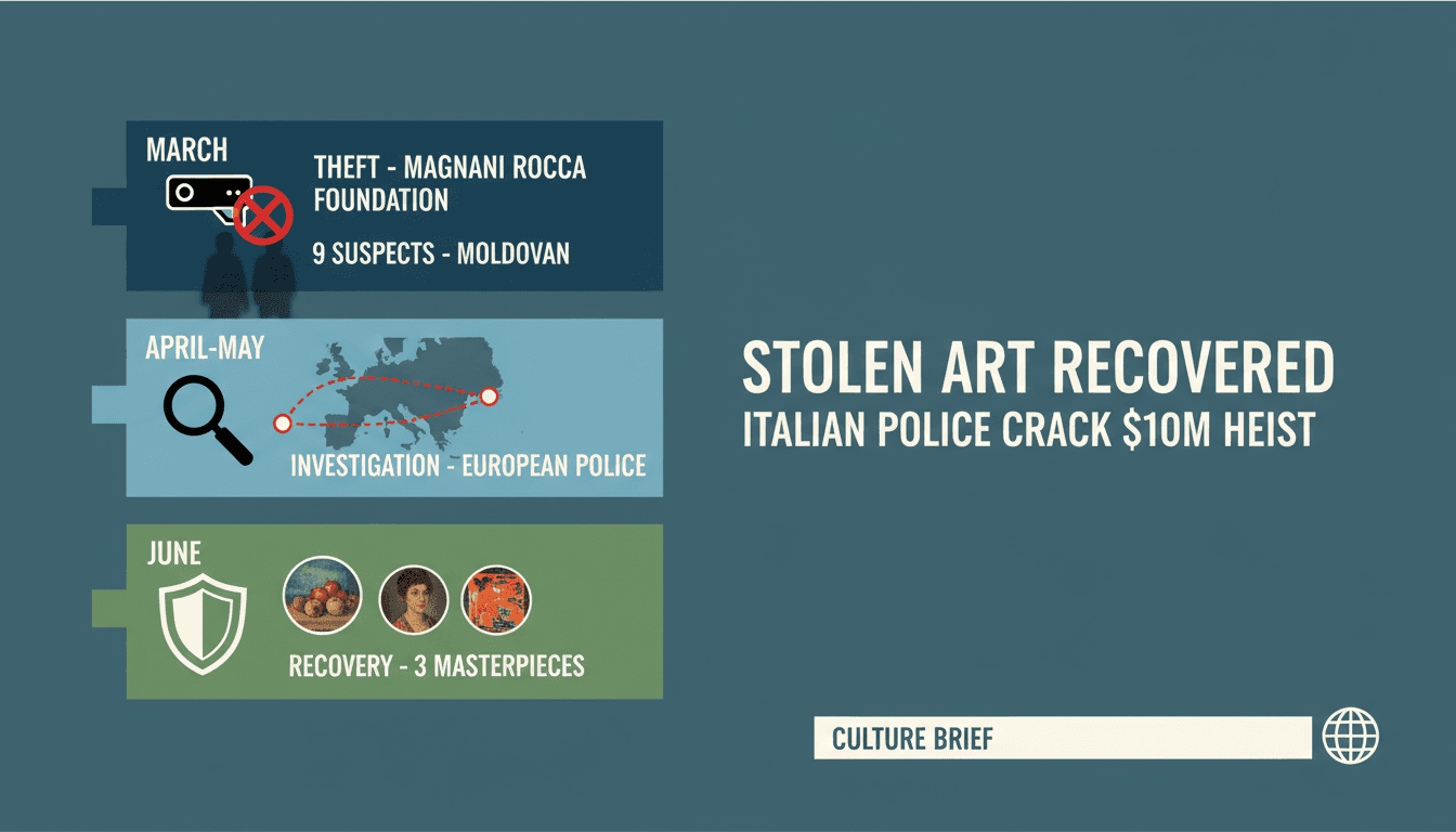 Italian police recovering stolen artworks from a museum