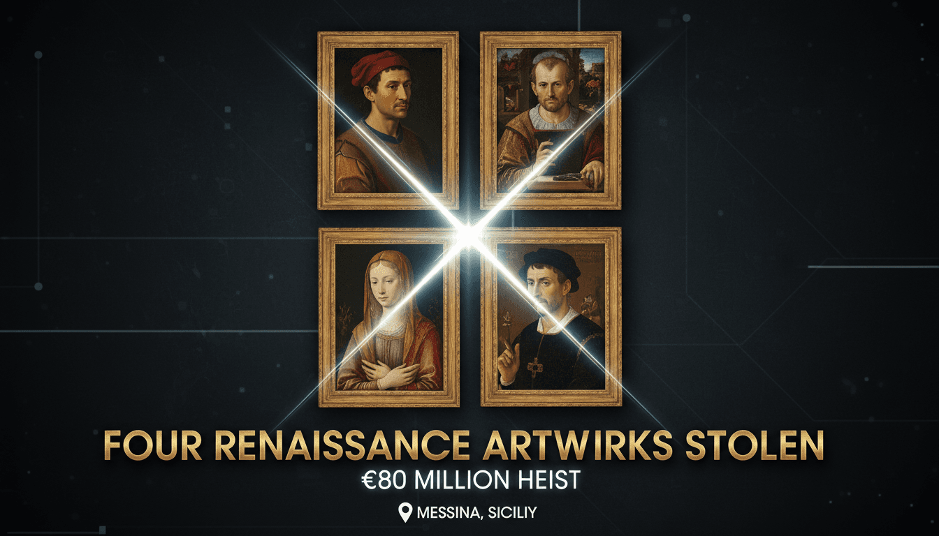 A visual representation of the stolen Antonello da Messina artworks and their estimated value during the Sicilian museum heist.