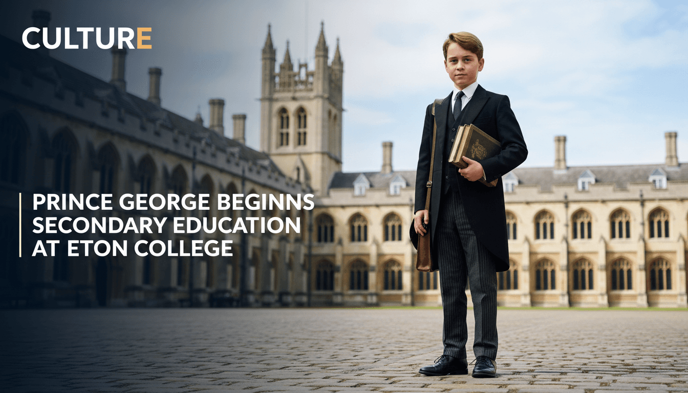 Prince George in Eton College uniform, representing royal education traditions.