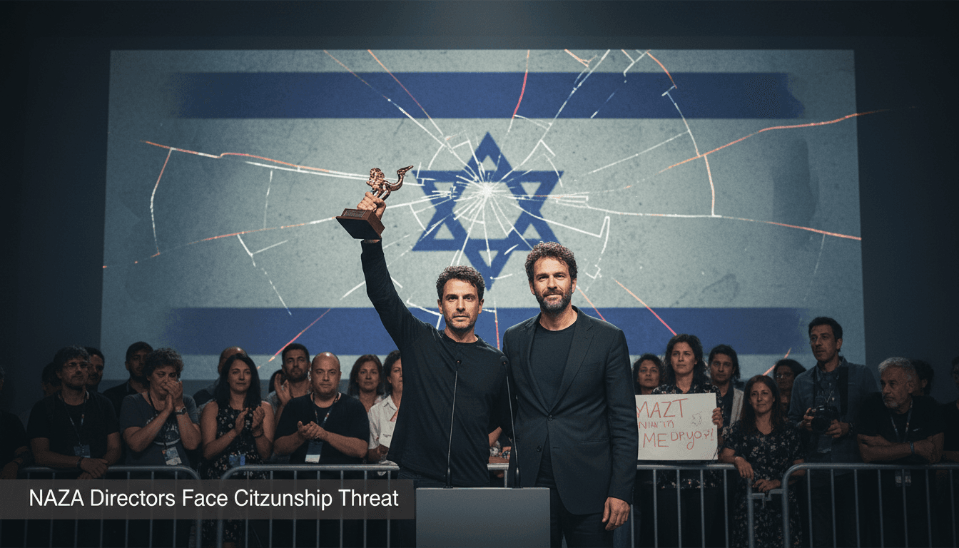 Directors Yuval Abraham and Rachel Szor at the Venice Film Festival, highlighting the tension between art and state control.