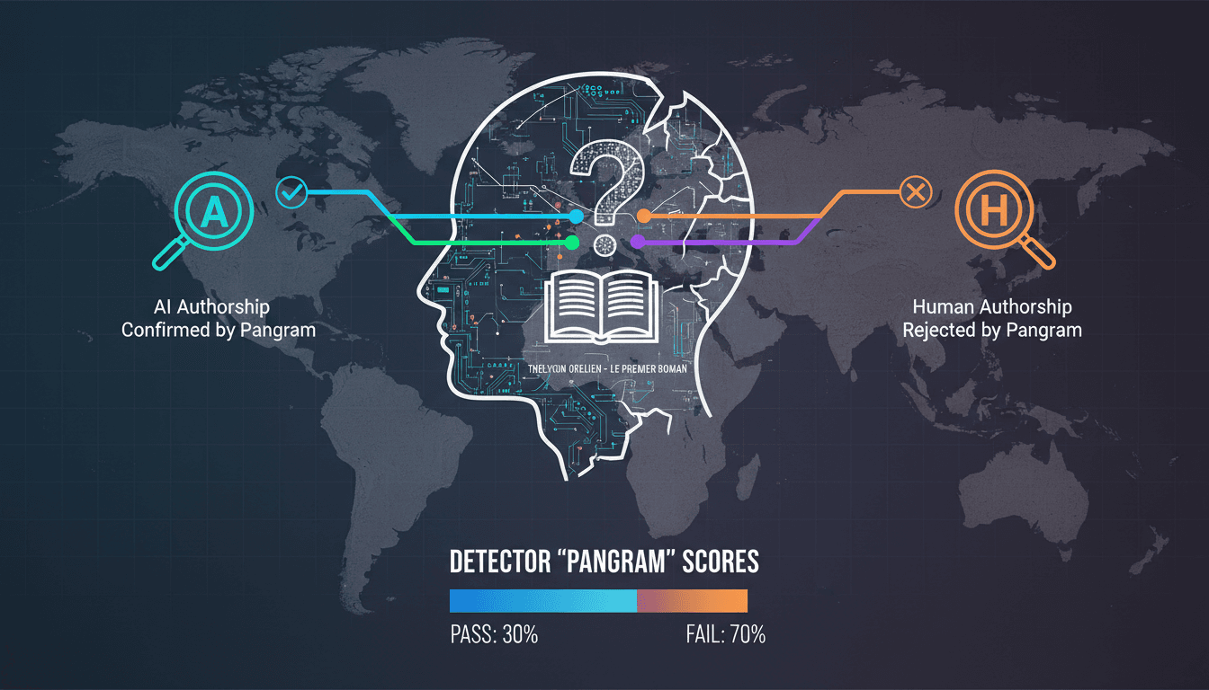 An infographic showing the reliability of AI text detectors and their impact on literary authenticity.