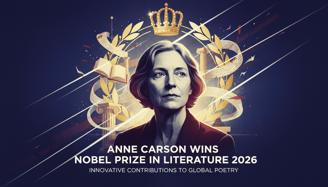 Anne Carson receiving the Nobel Prize in Literature, showcasing her innovative approach to classical dialogue.