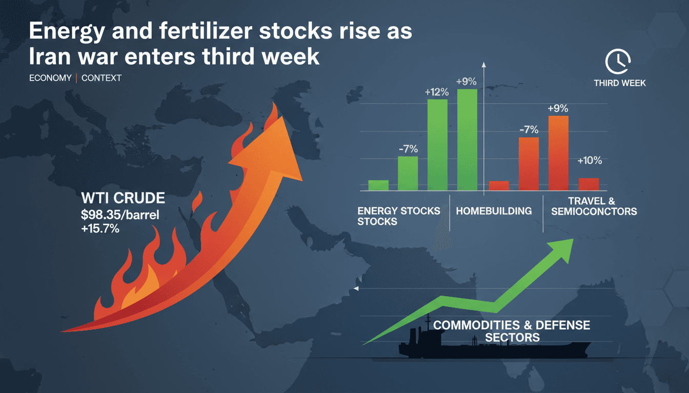 Energy and fertilizer stocks rise as Iran war enters third week