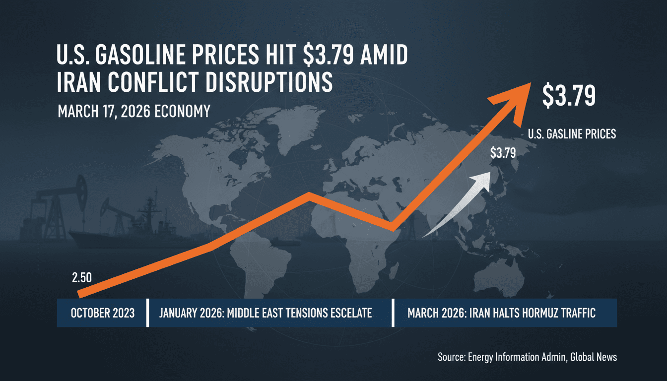 U.S. Gasoline Prices Hit $3.79 Amid Iran Conflict Disruptions