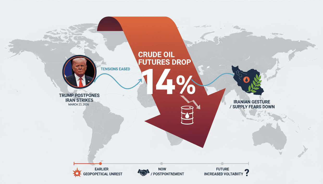 Crude Oil Futures Drop 14% Following Trump's Postponement of Iranian Strikes