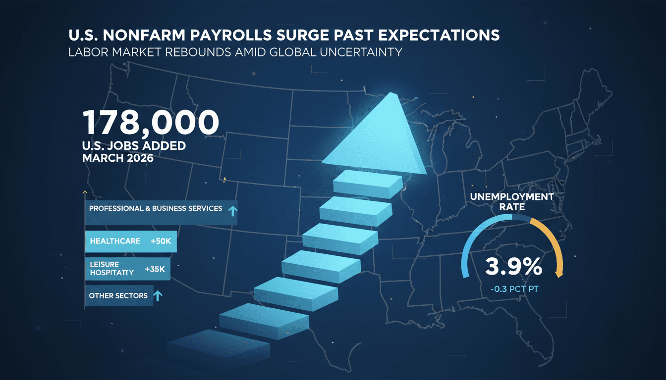 U.S. Nonfarm Payrolls Rise by 178,000 in March 2026 Surpassing Expectations