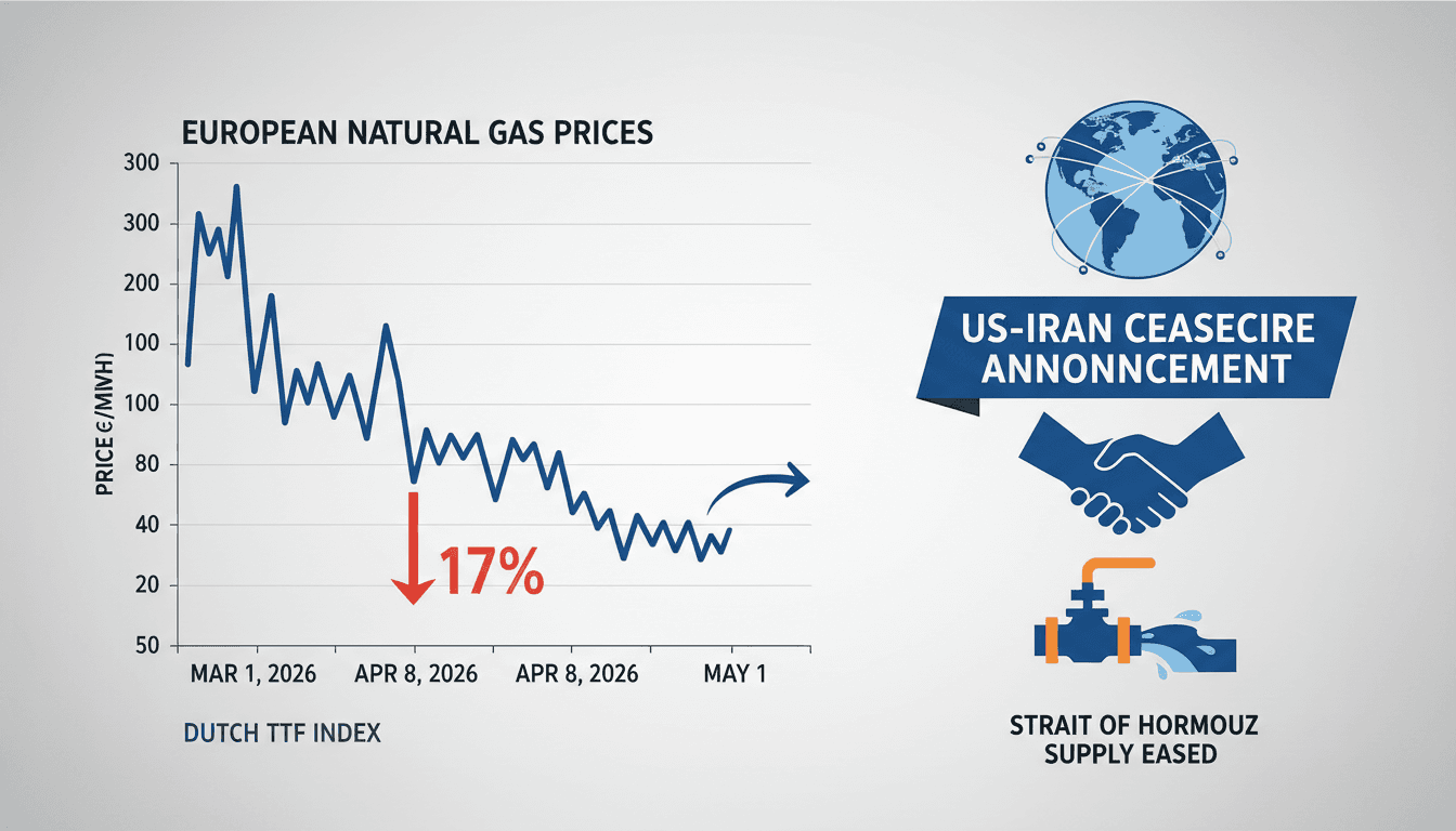European Natural Gas Prices Plummet 17% Following US-Iran Ceasefire Announcement