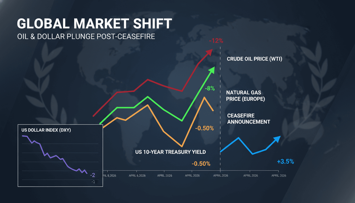 US-Iran Ceasefire Triggers Global Market Reactions with Oil and Dollar Declines