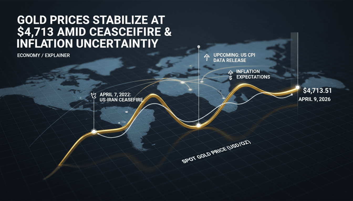Gold Prices Stabilize at $4,713 per Ounce Amid US-Iran Ceasefire and Inflation Data Release