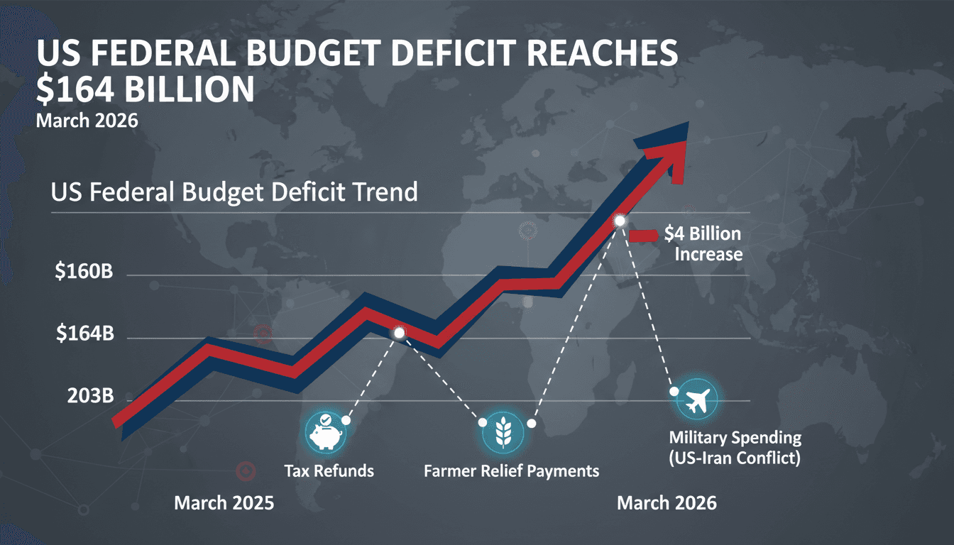US Federal Budget Deficit Reaches $164 Billion in March 2026