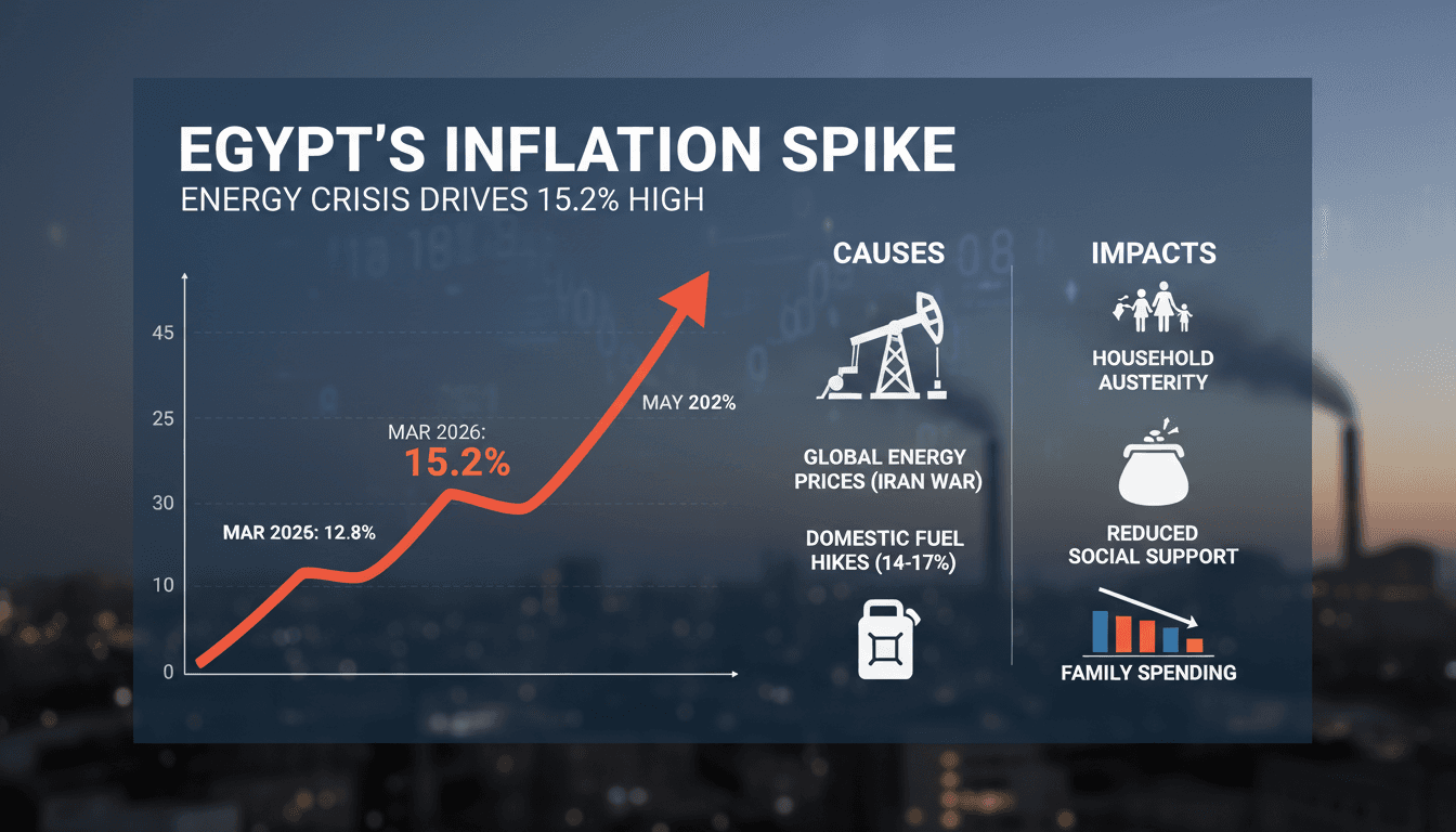 Egypt's Inflation Rate Climbs to 15.2% Amid Energy Price Hikes