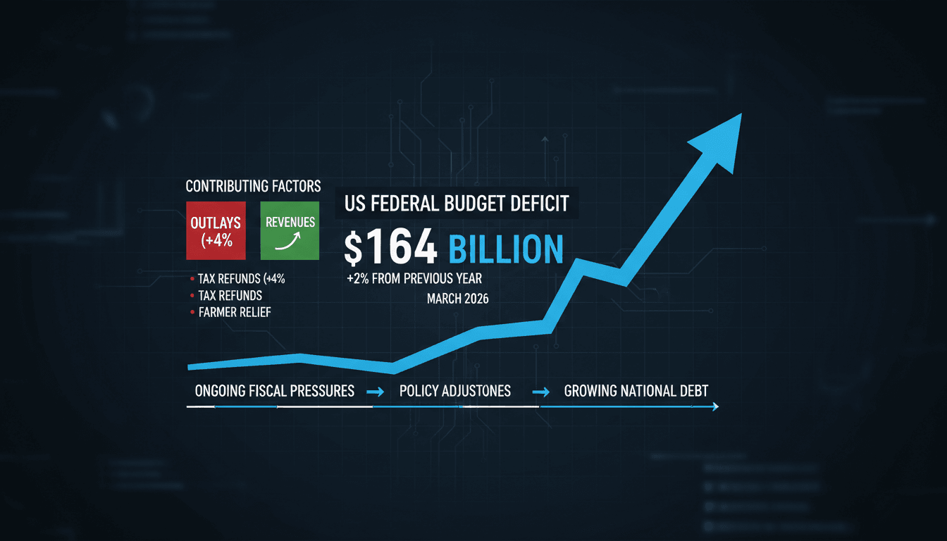 US Federal Budget Deficit Increases to $164 Billion in March 2026