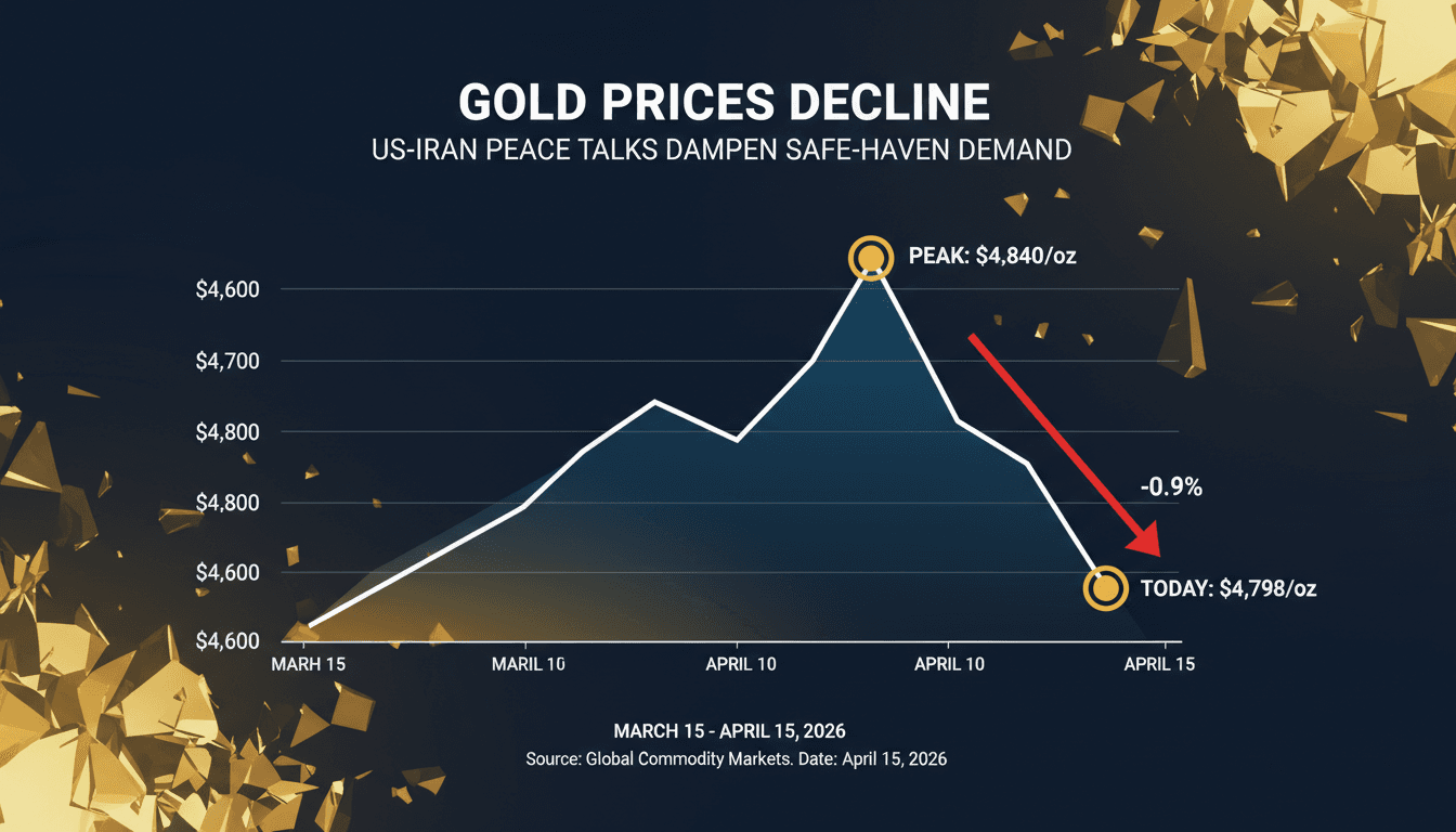 Gold Prices Decline as US-Iran Peace Talks Dampen Safe-Haven Demand