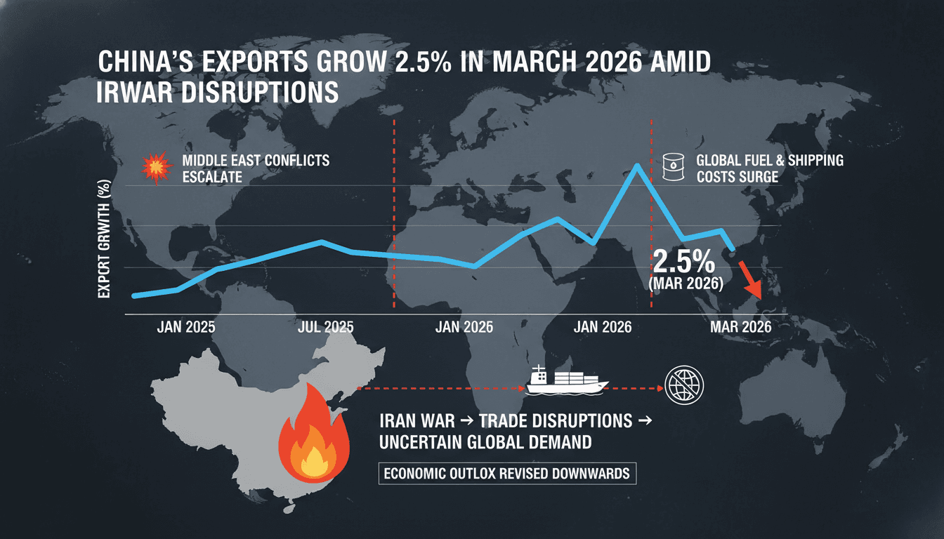 China's Exports Grow 2.5% in March 2026 Amid Iran War Disruptions