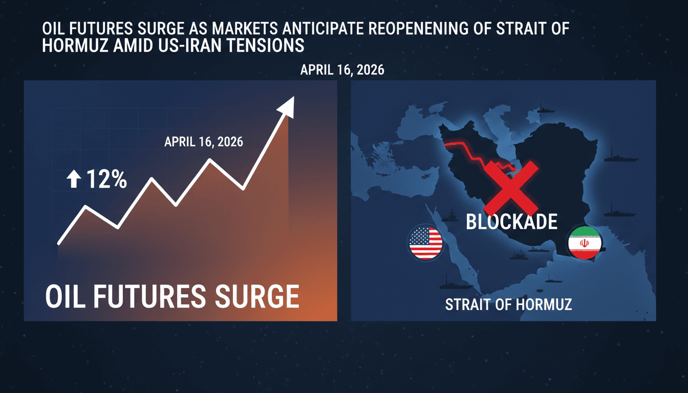 Oil Futures Surge as Markets Anticipate Reopening of Strait of Hormuz Amid US-Iran Tensions
