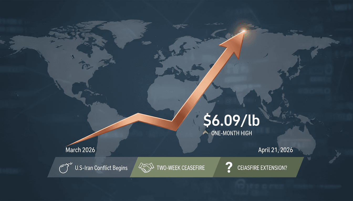 Copper Prices Rise to One-Month High Amid U.S.-Iran Ceasefire Hopes