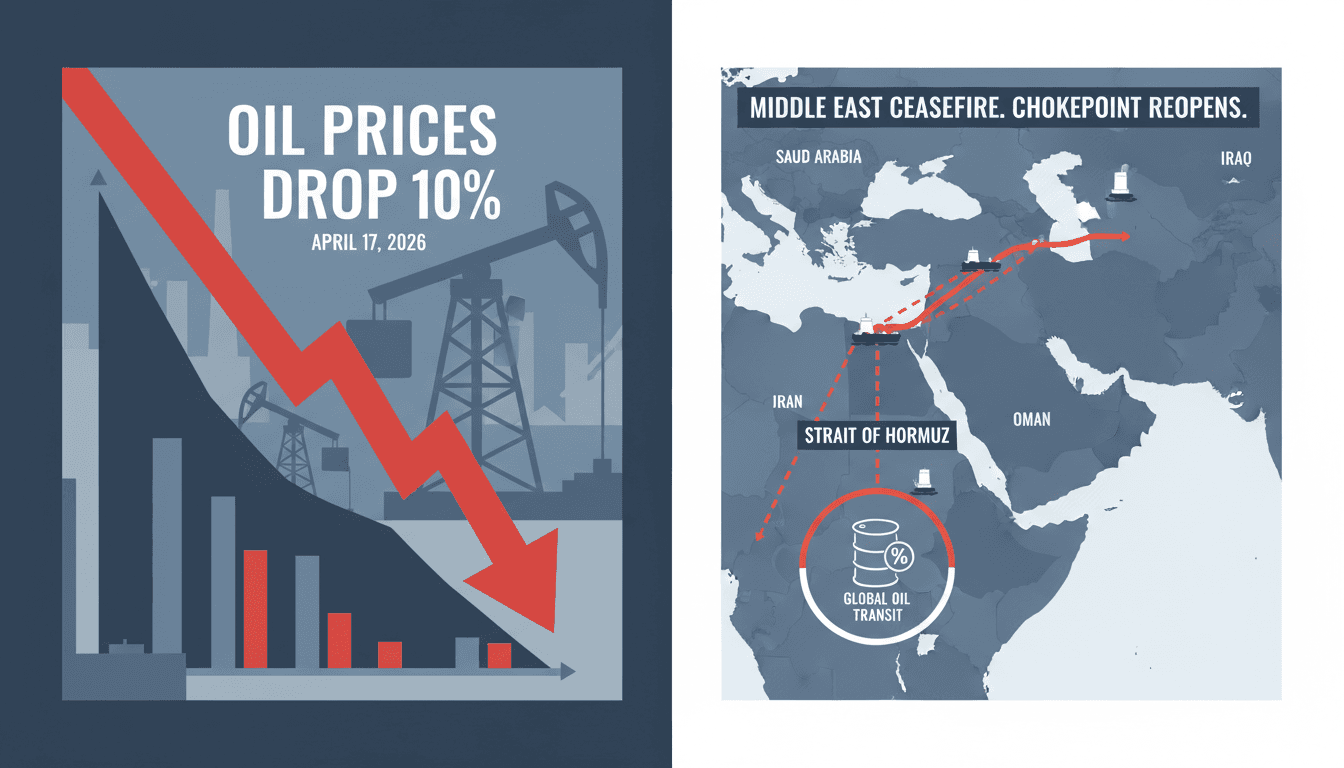 Oil Prices Drop Over 10% After Strait of Hormuz Reopens Amid Israel-Lebanon Ceasefire