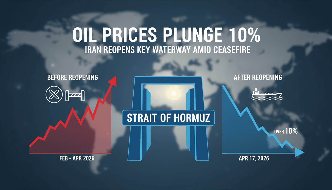 Oil Prices Drop Over 10% Following Iran's Temporary Reopening of Strait of Hormuz Amid Ceasefire