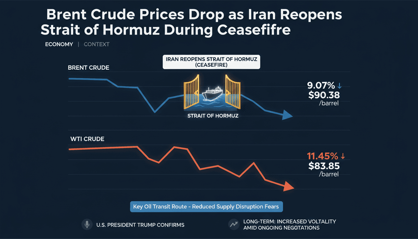 Brent Crude Prices Drop as Iran Reopens Strait of Hormuz During Ceasefire
