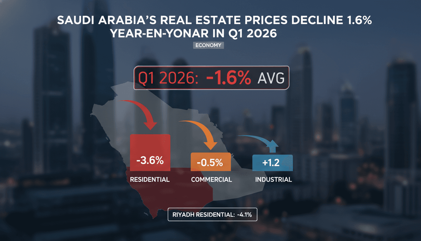 Saudi Arabia's Real Estate Prices Decline 1.6% Year-on-Year in Q1 2026
