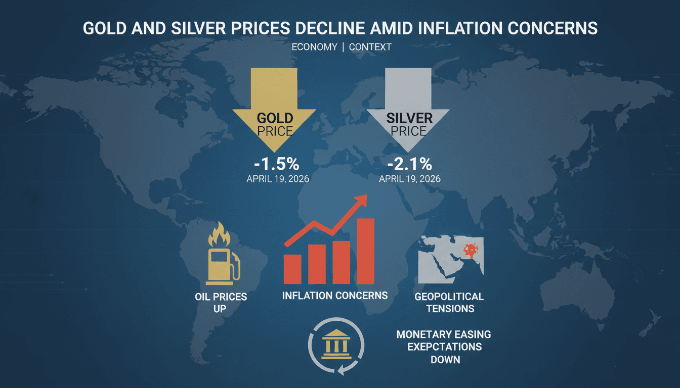 Gold and silver prices decline amid inflation concerns on April 19, 2026