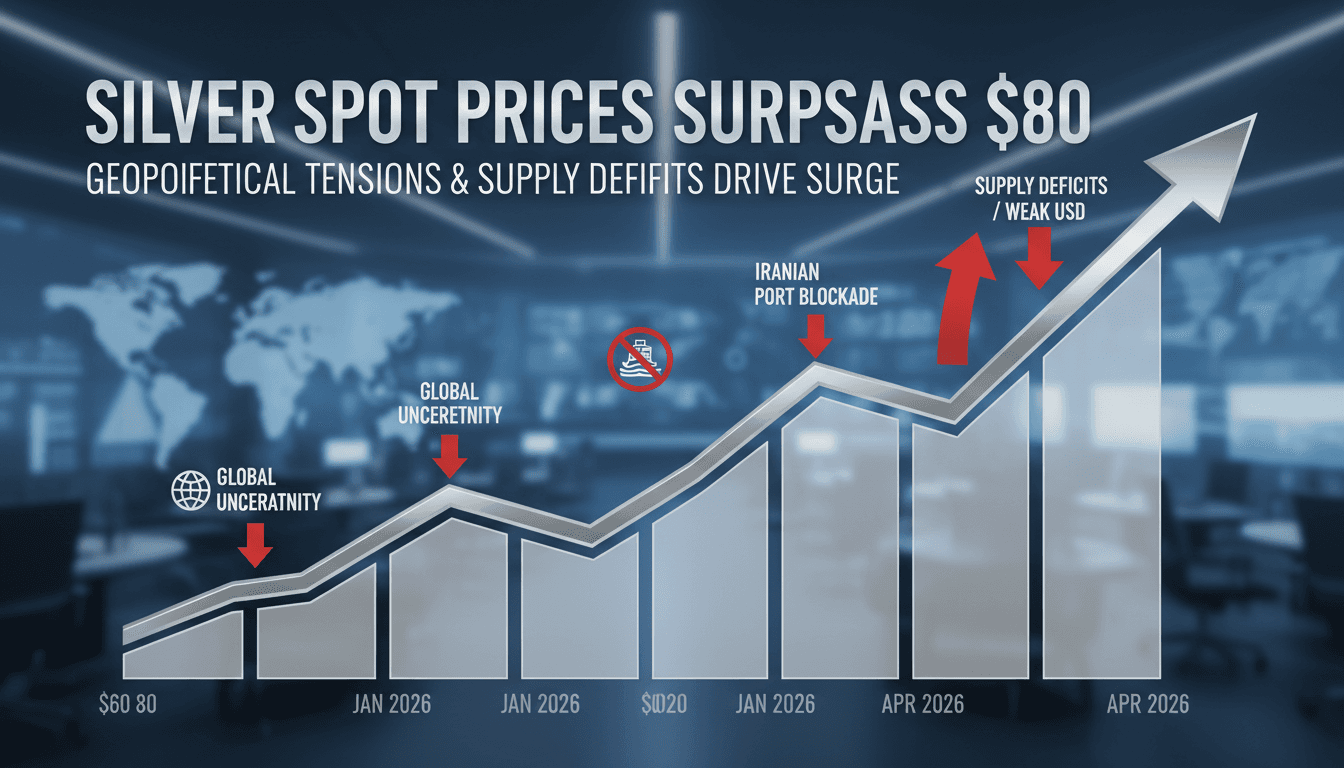 Silver Spot Prices Surpass $80 Amid Geopolitical Tensions and Supply Deficits