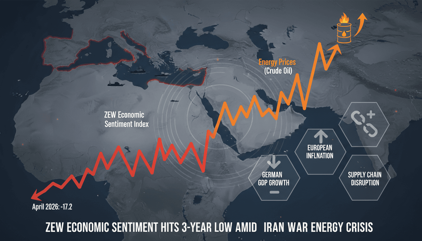 ZEW Economic Sentiment Index Hits Three-Year Low Amid Iran War Energy Crisis