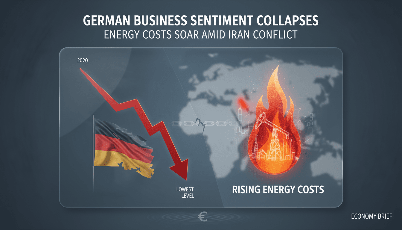 German business sentiment hits lowest level since 2020 amid rising energy costs linked to Iran war
