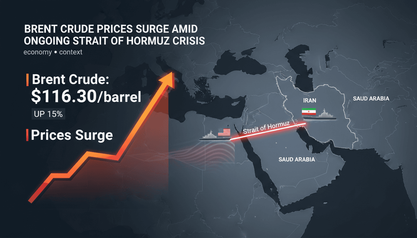 Brent Crude Prices Surge Amid Ongoing Strait of Hormuz Crisis