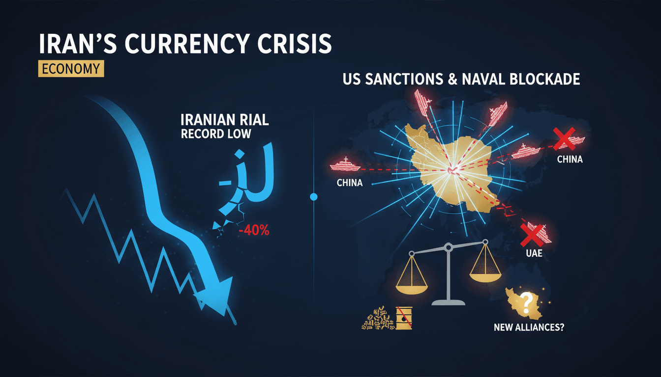 Iran's currency hits record low amid US sanctions and naval blockade