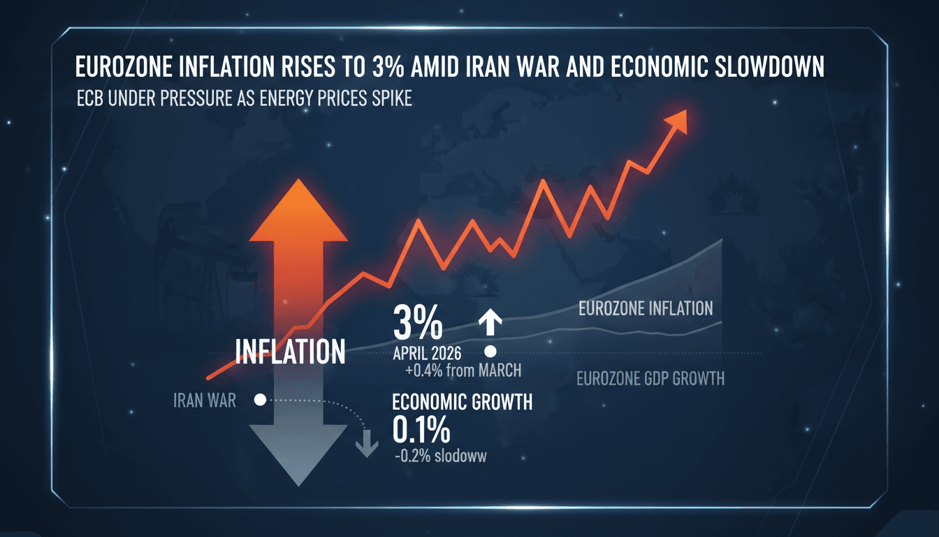 Eurozone inflation rises to 3% amid Iran war and economic slowdown