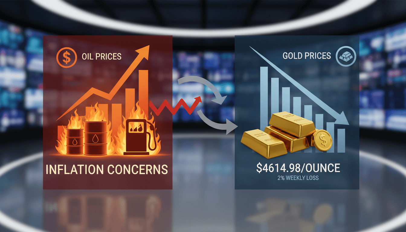 Gold prices decline as rising oil prices heighten inflation concerns