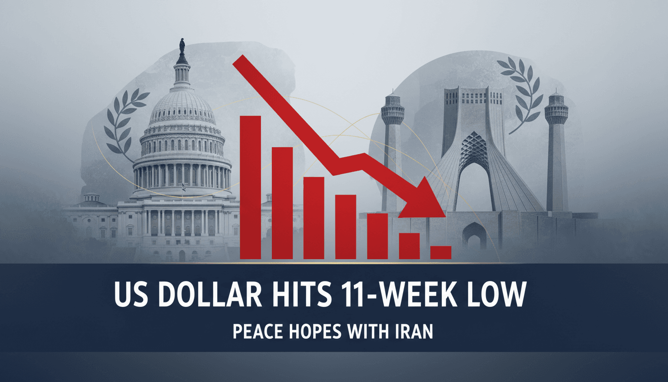 U.S. dollar symbol with a backdrop of peace negotiations with Iran