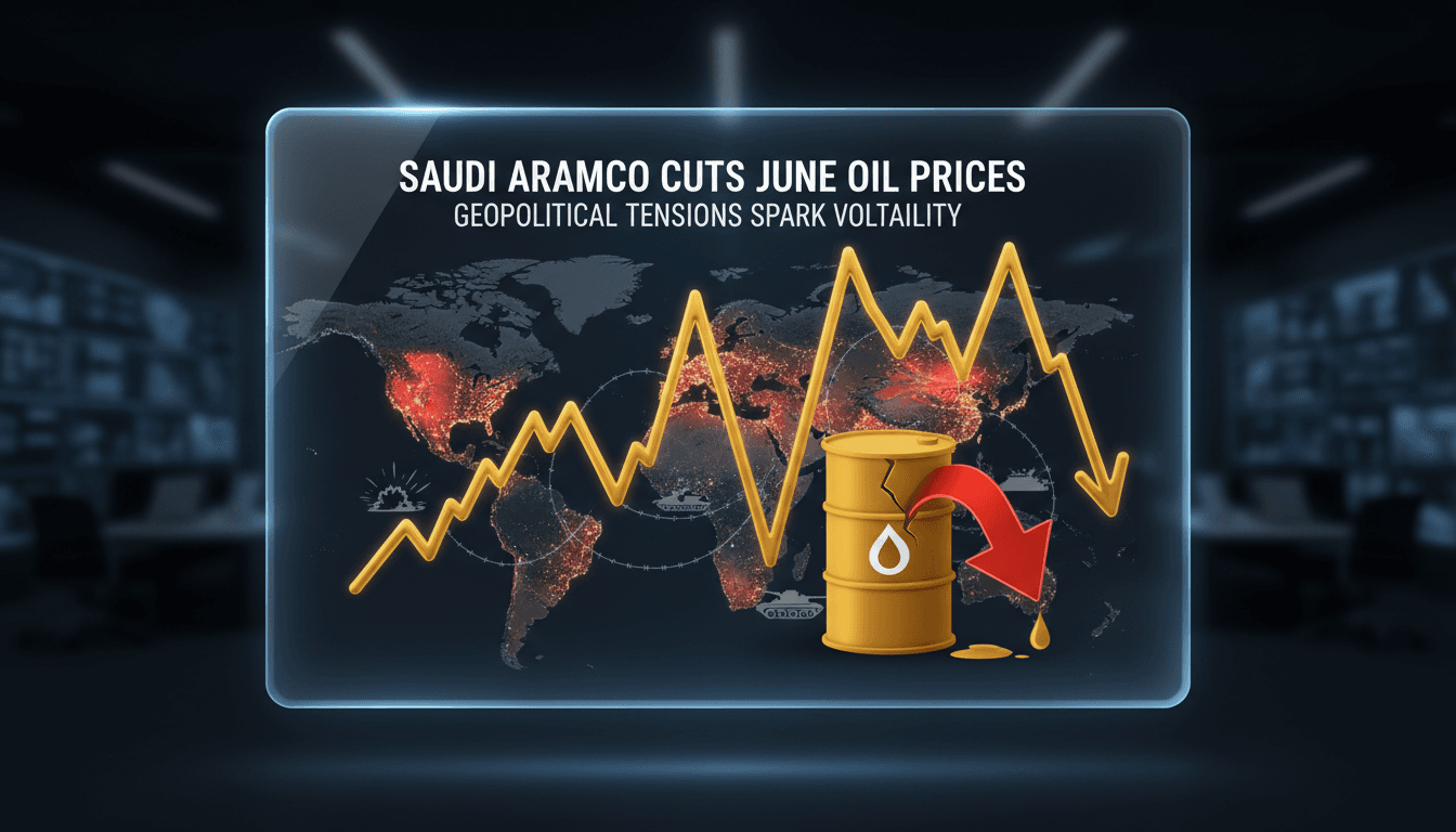 Saudi Aramco logo with oil price chart background