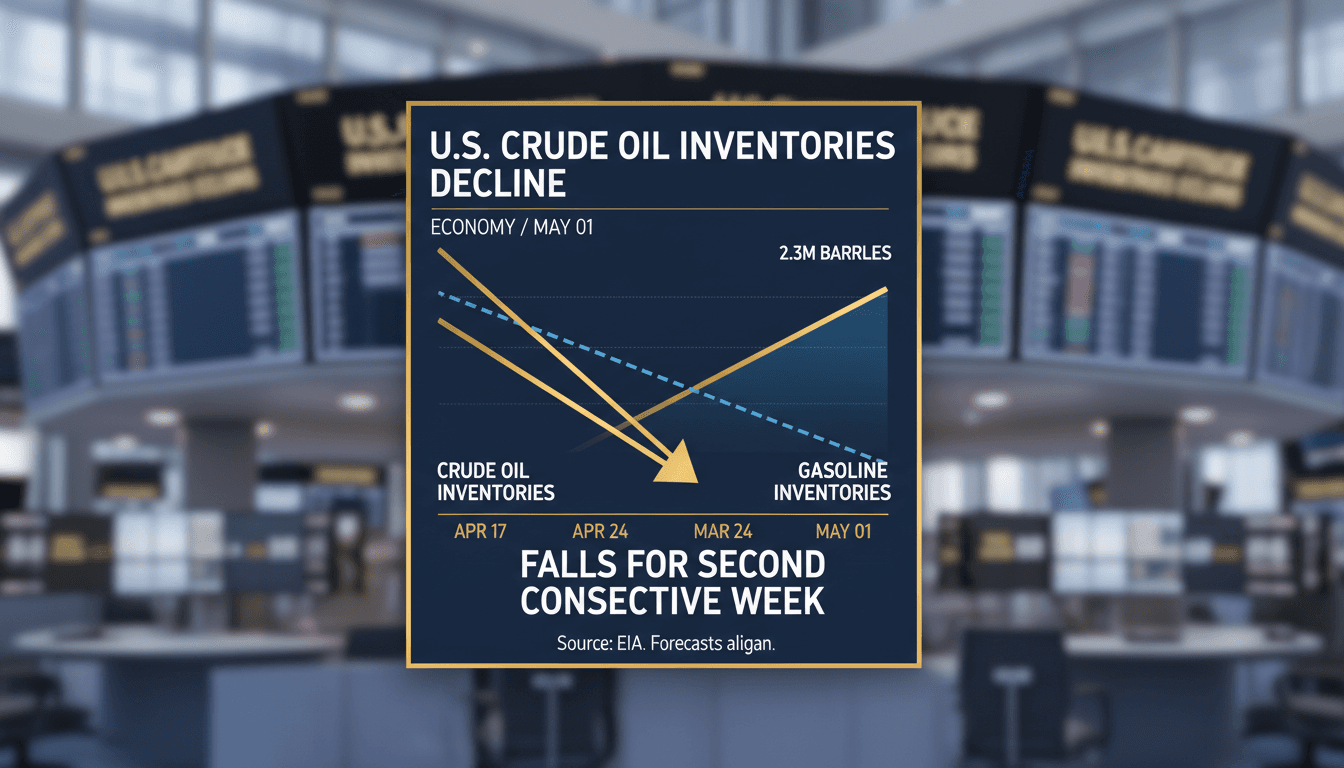 Graph showing the decline in U.S. crude oil inventories over the past weeks.