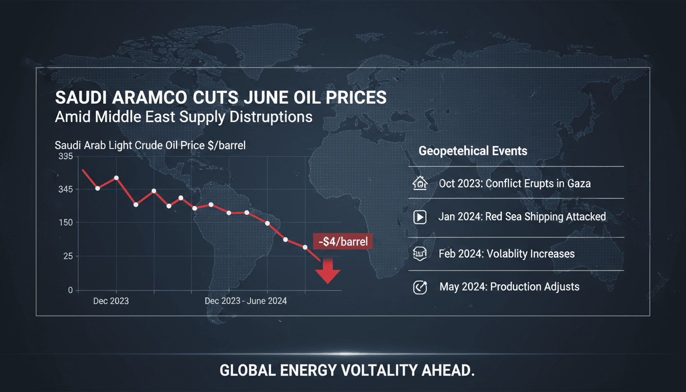 Saudi Aramco Cuts June Oil Prices Amid Middle East Supply Disruptions