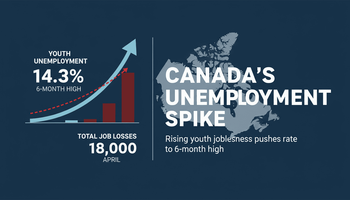 Graph showing Canada's rising unemployment rate and youth joblessness statistics.