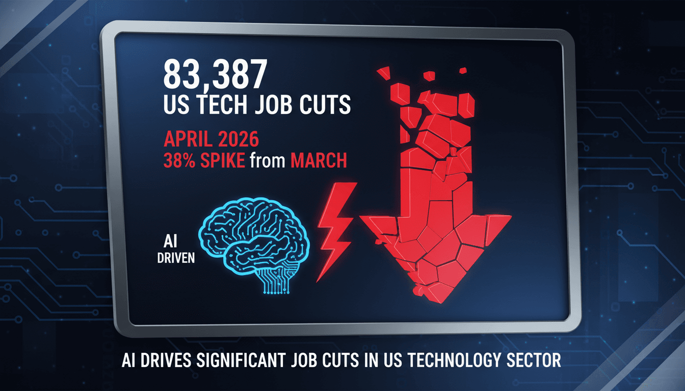 Graph showing the rise in job cuts due to AI in the technology sector.