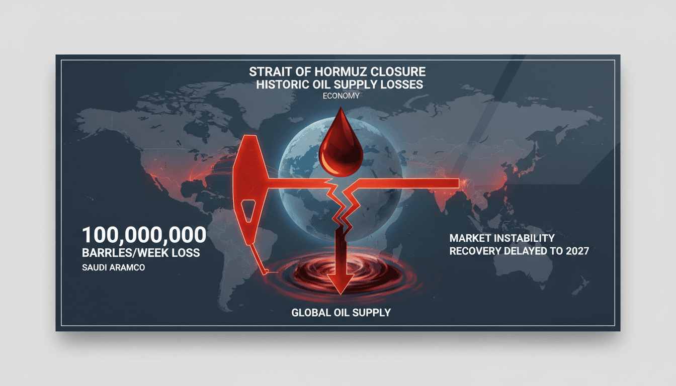 Visual representation of oil supply losses due to the Strait of Hormuz closure