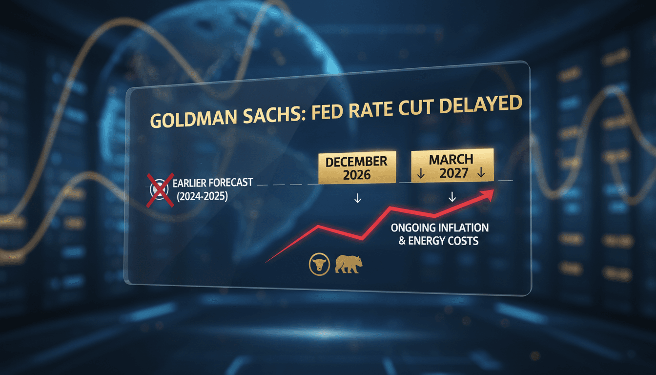 Goldman Sachs logo with a backdrop of financial charts and graphs