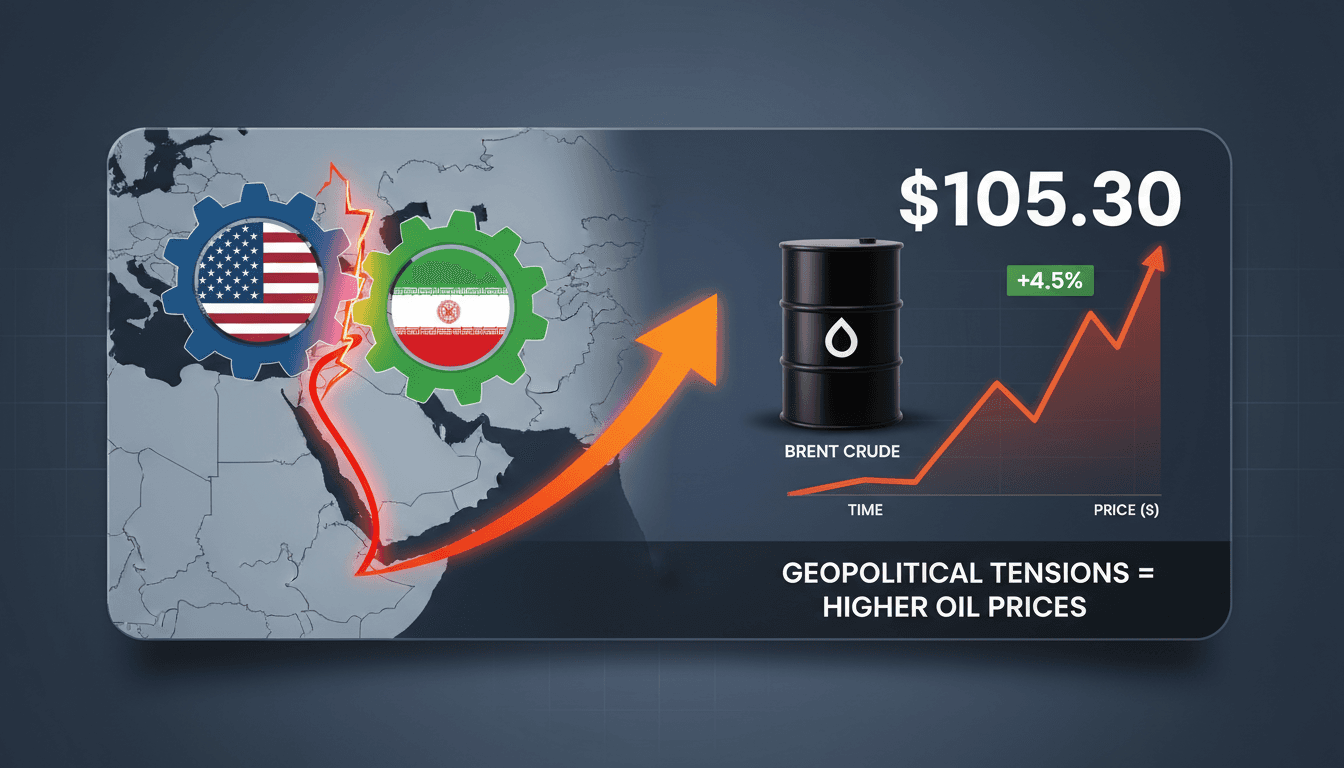 Graph showing the rise of Brent crude oil prices amid geopolitical tensions.